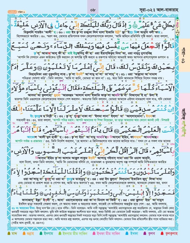 কালার কোডেড সহজ কারিয়ানা কুরআন মাজীদ(শানেনুযূল, উচ্চারণ ও অর্থসহ)